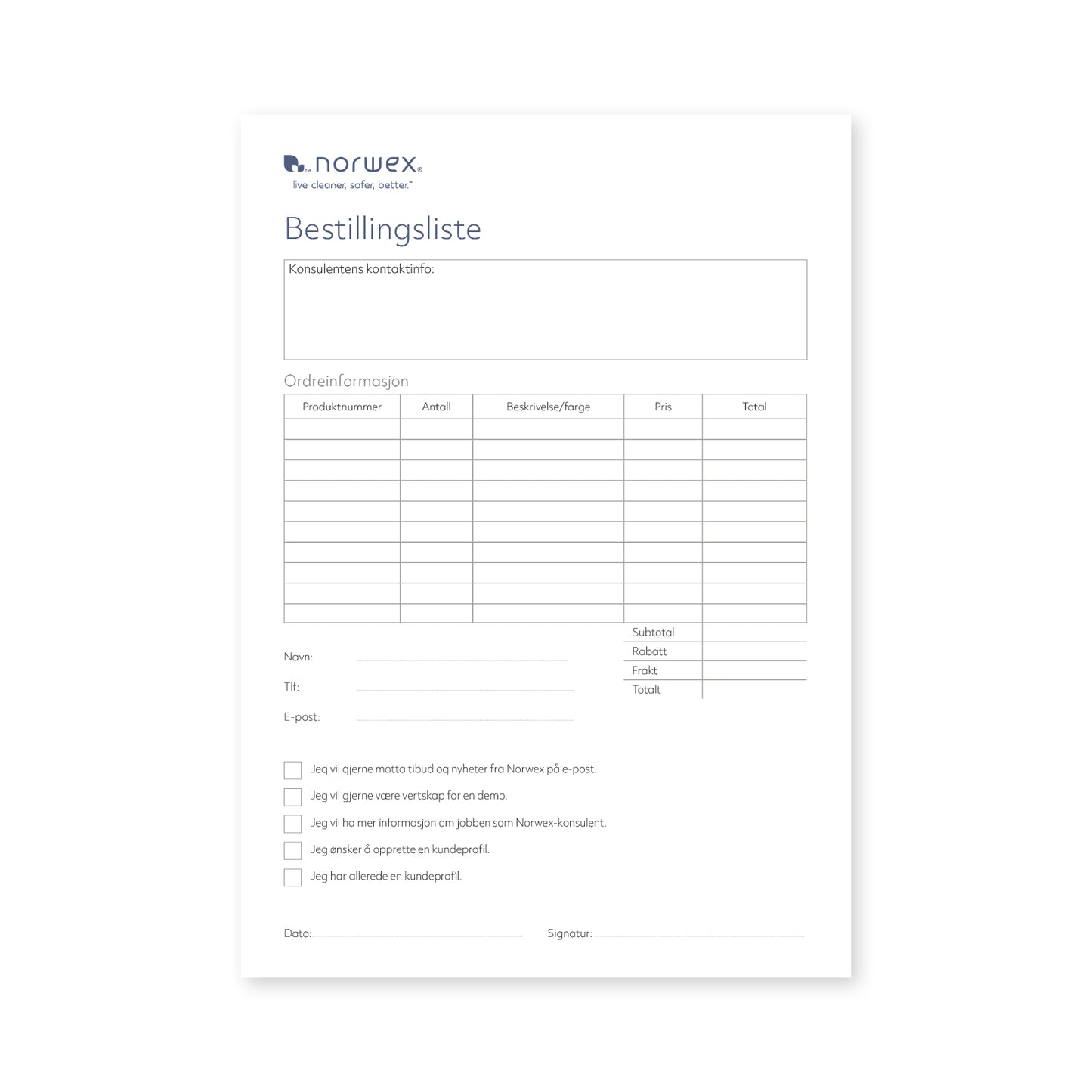 Bestillingsliste - A4 / A5x2 (A4) PDF