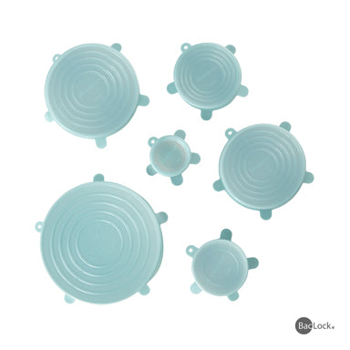 Stretchy Silicone Lids Teal BacLock Pack Of 6